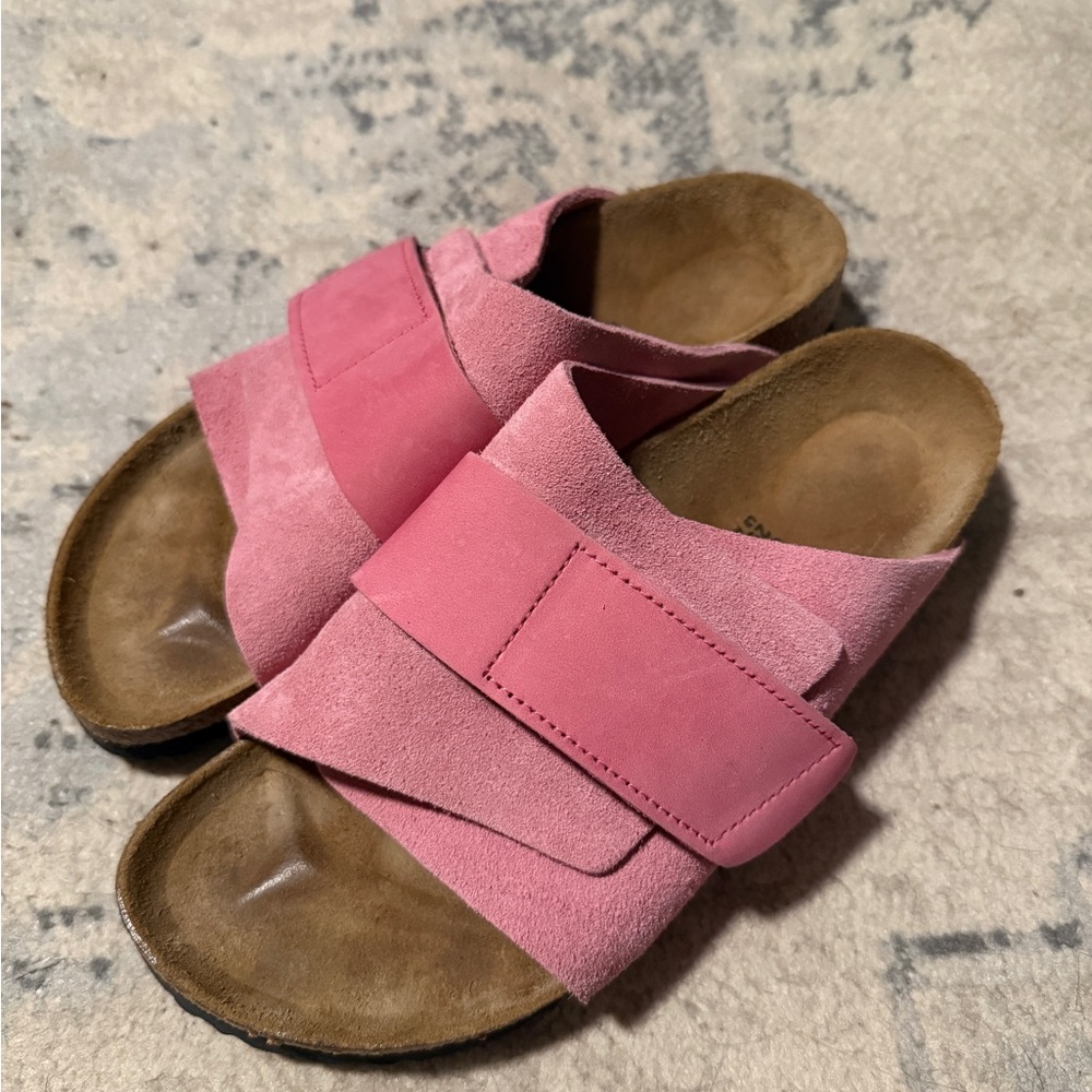 Birkenstock Kyoto candy pink Suede Slide Sandals